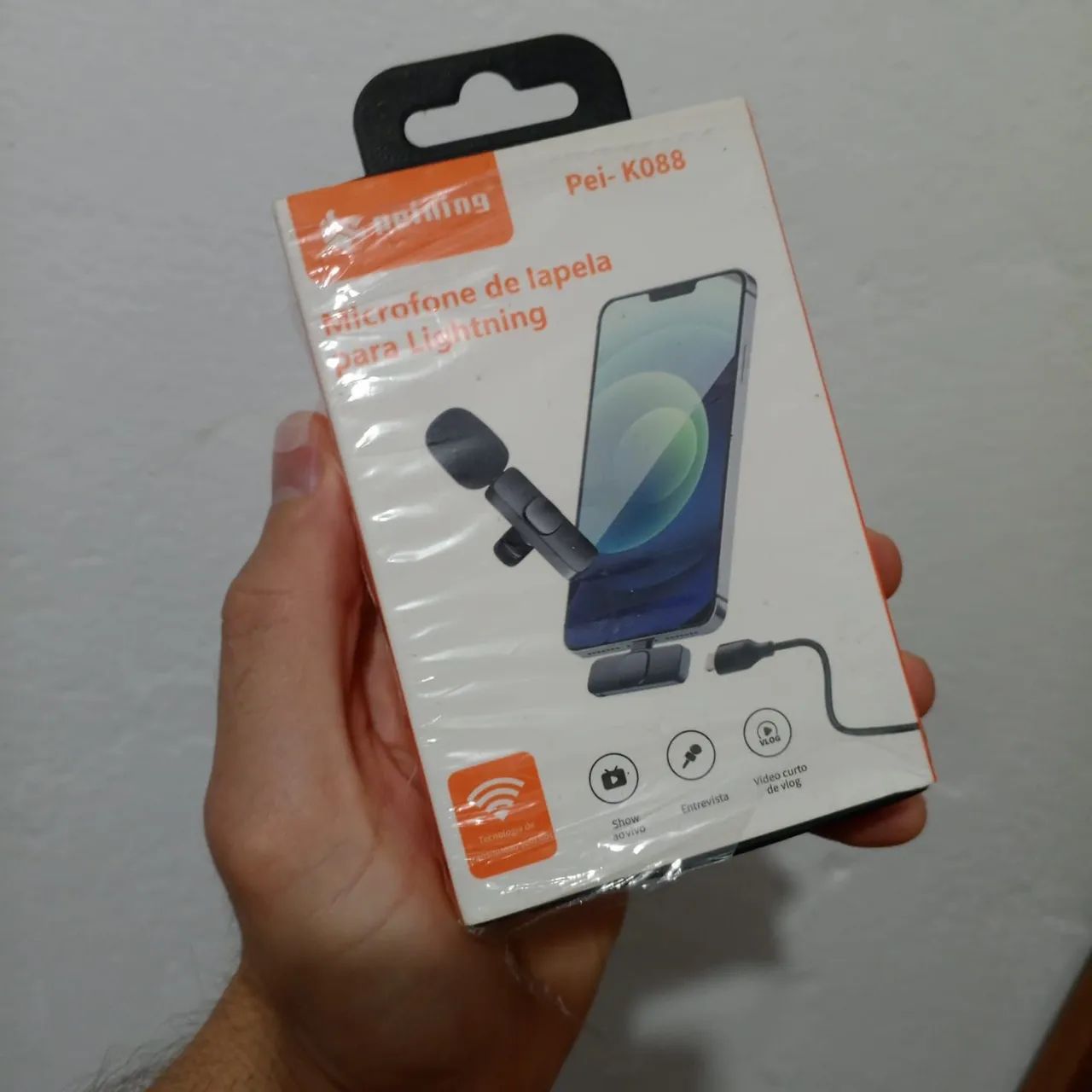 Microfone lapela para celular Android ou IOS iPhone microfone profissional gravar vídeos