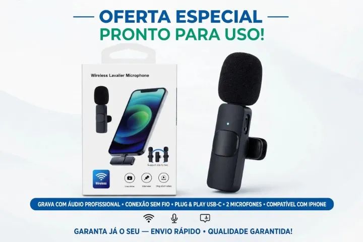 Microfone K9 Lapela Wireless 10 Unidades - Foto 4