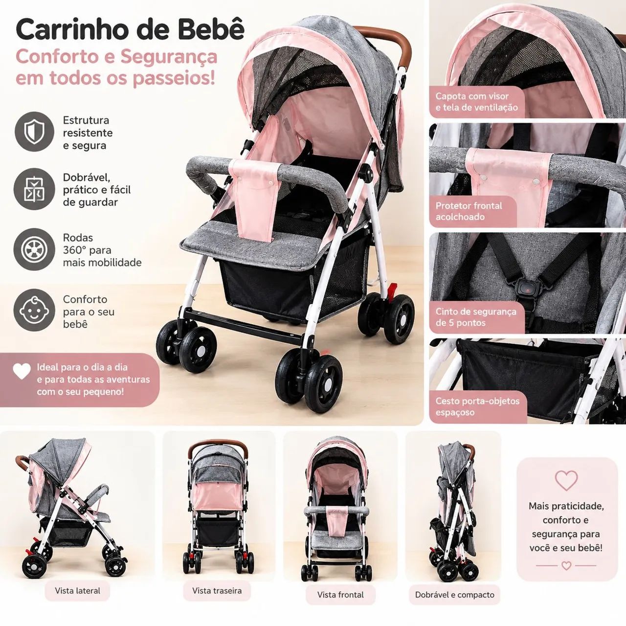 CARRINHO DE BEBÊ - POUCO USADO | EXCELENTE ESTADO