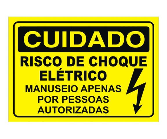 Placa De Sinalização Cuidado Risco De Choque Elétrico 30x41 Novo Garantia