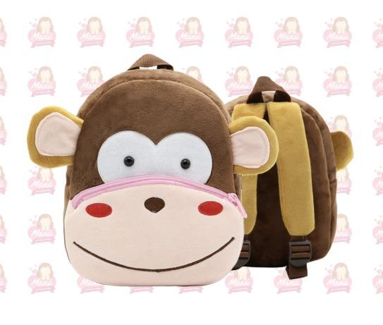 Macaco Mochila 3D Pelu?cia Infantil Escolar 25cm Super Resistente