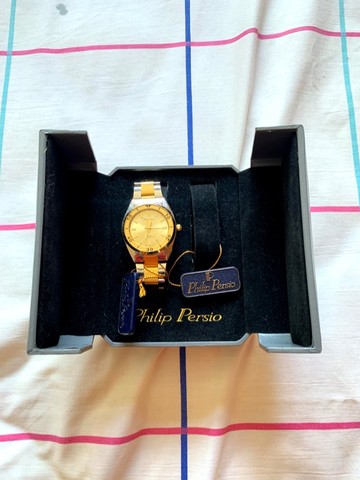 Relógio Feminino Dourado Com Prateado Philip Persio Original - Foto 3