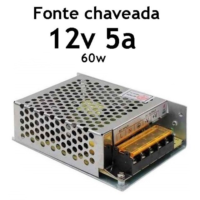Fonte Chaveada 12v 5a 60w Colmeia Fita LED Câmera