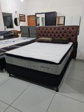 Cama Box King Size Mega Colchões Branco com Gavetão - 193x203