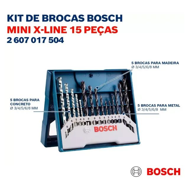 Kit Brocas X-line 15 peças Bosch Oferta Por Tempo Limitado