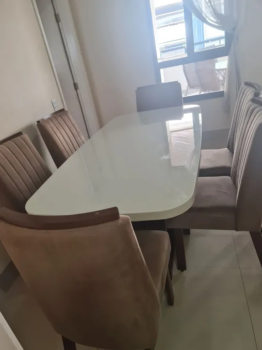 Mesa de Jantar Branca 6 Cadeiras