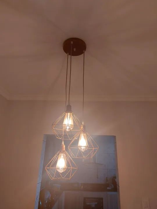 Lustre de 3 Lâmpadas em Metal com 3 lâmpadas filamento Led - Foto 3