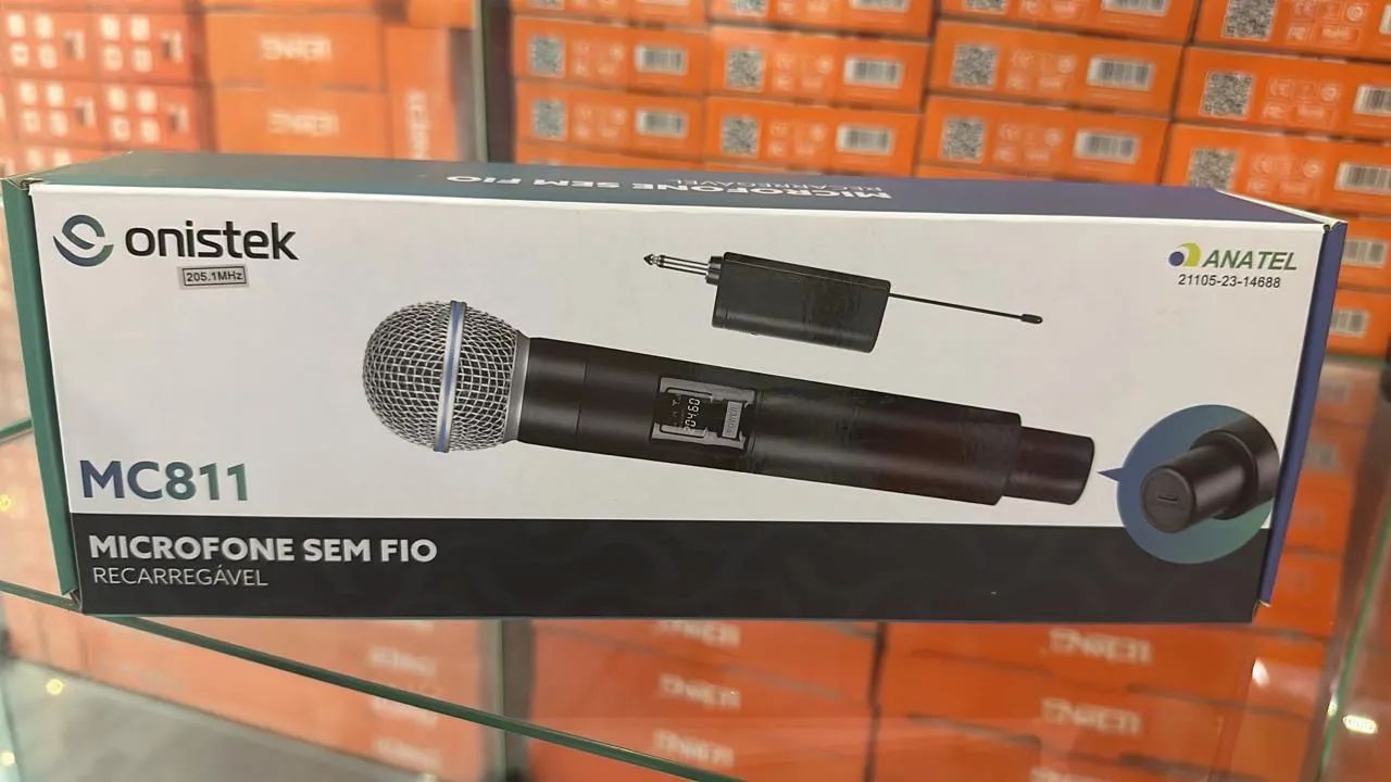Microfone Sem Fio Onistek MC811 Recarregável