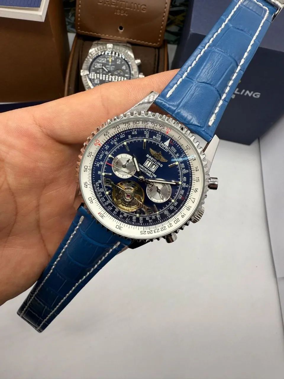 Relógio Estilo Breitling Navitimer em Aço Inoxidável e Couro - Foto 2