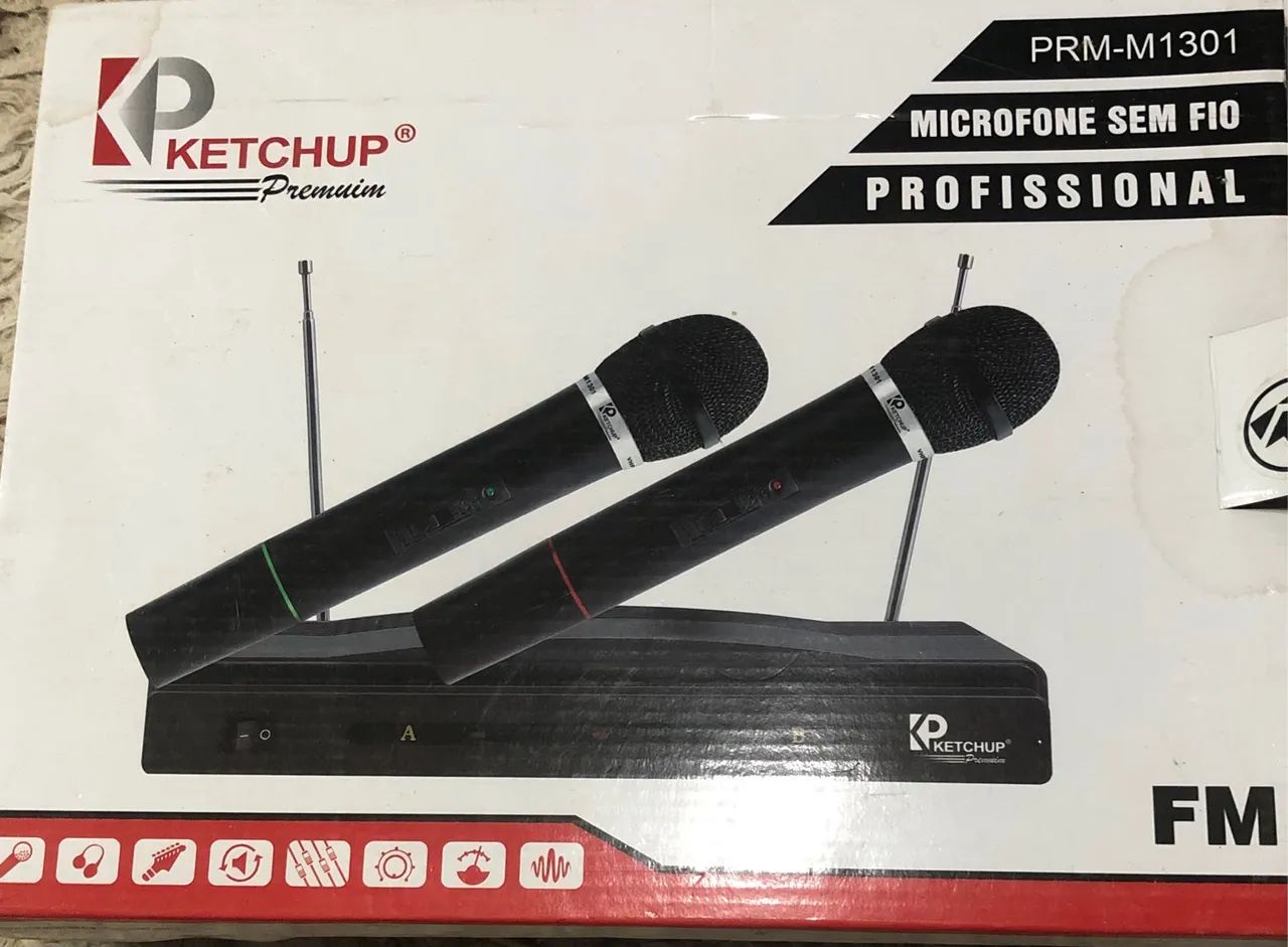 Microfone Sem Fio Ketchup Premium - Duplo -  PRM-M1301