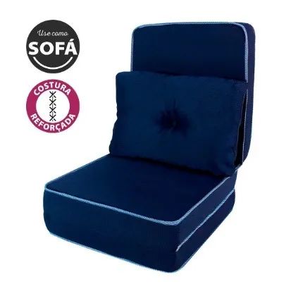 Puff Colchonete Dobrável / Sofá 3 em 1 - Espuma D33 + Travesseiro Solteiro - Foto 2