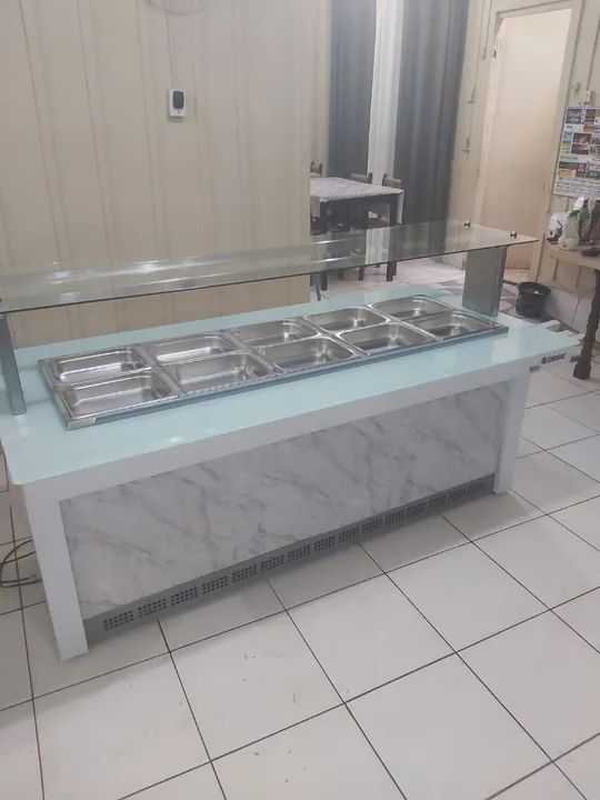 NZ. Buffet 2 metros 10 cubas+tampas inox GELOPAR 