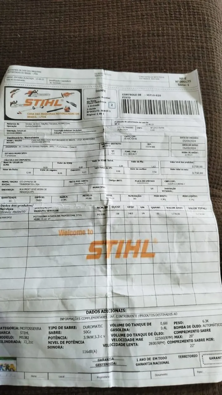 Moto serra nova com nota fiscal