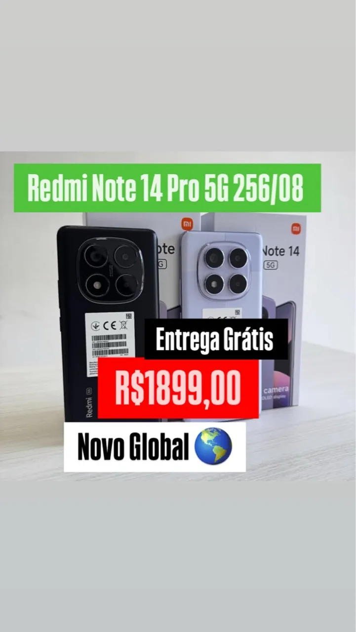 Celular Redmi Note 14 Pro 5G 256Gb 08Ram Novo oferta Sexta