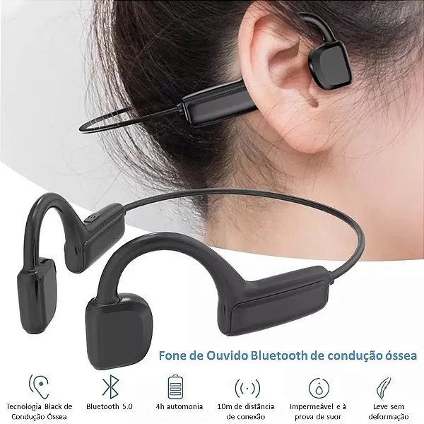 Fone de Ouvido Bluetooth de Condução Óssea - Hrebos HS-611
