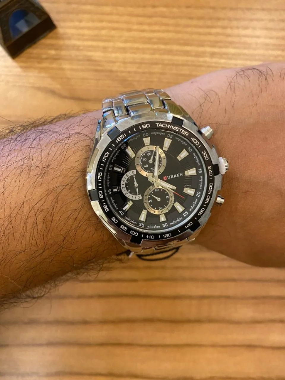 Relógio Curren 8023 Masculino Preto Aço Inox Fivela