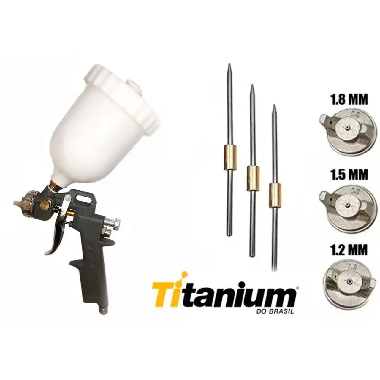 Kit Pistola de Pintura HVLP Titanium - 3 Bicos - Foto 2