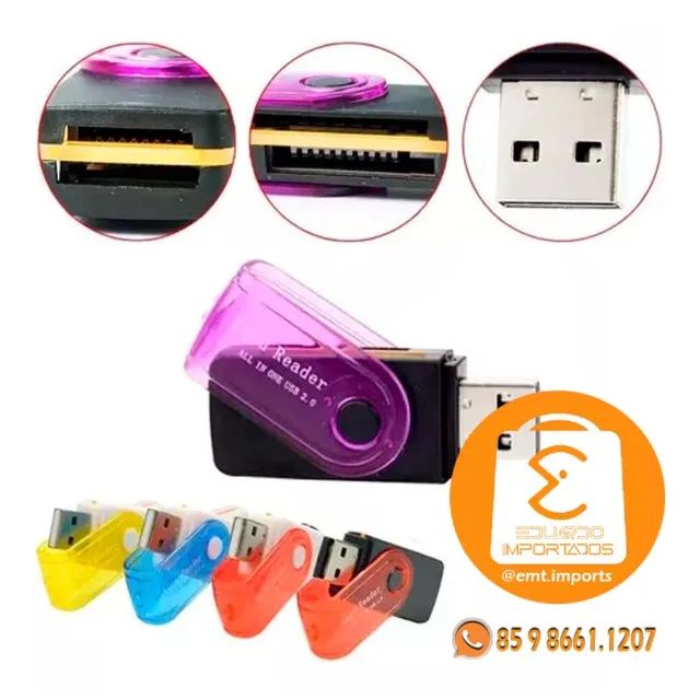 Adaptador Leitor Usb 2.0 para Cartão de Memória All in One