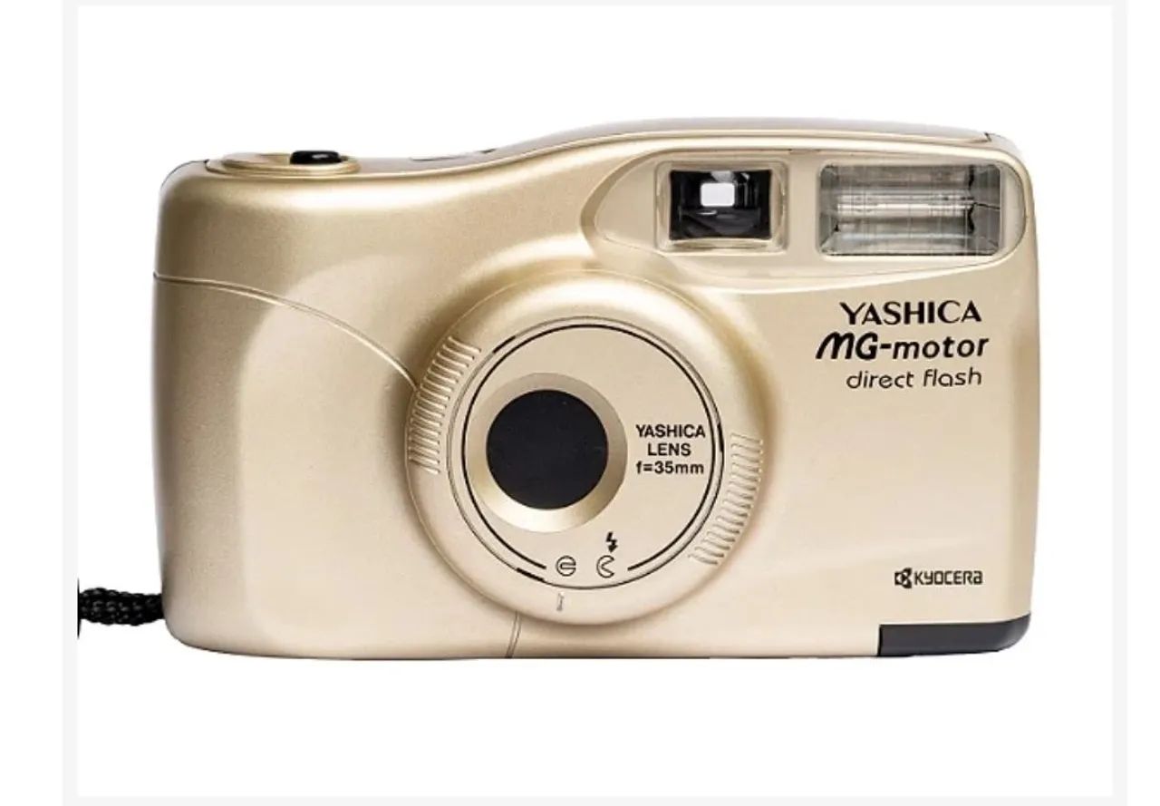 Câmera 35mm - Yashica MG - Motor Direct Flash Champagne (9.6/10) +  Case