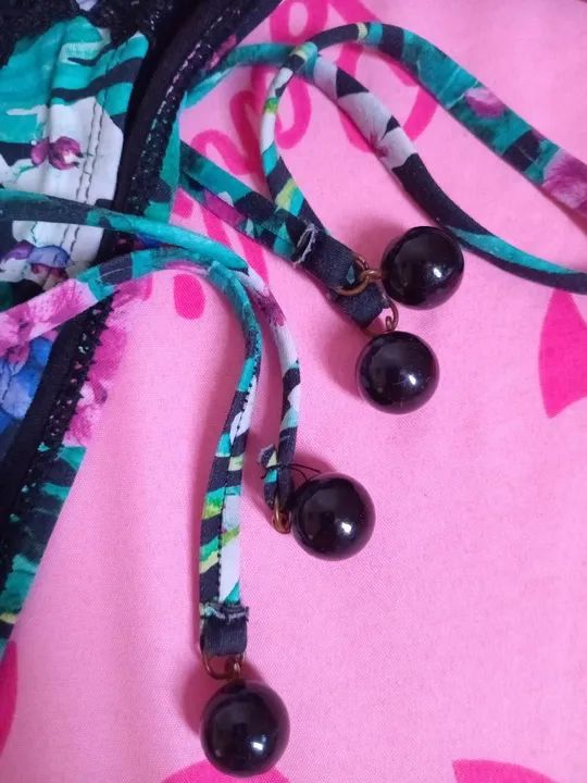Biquíni Preto Floral G - Foto 4