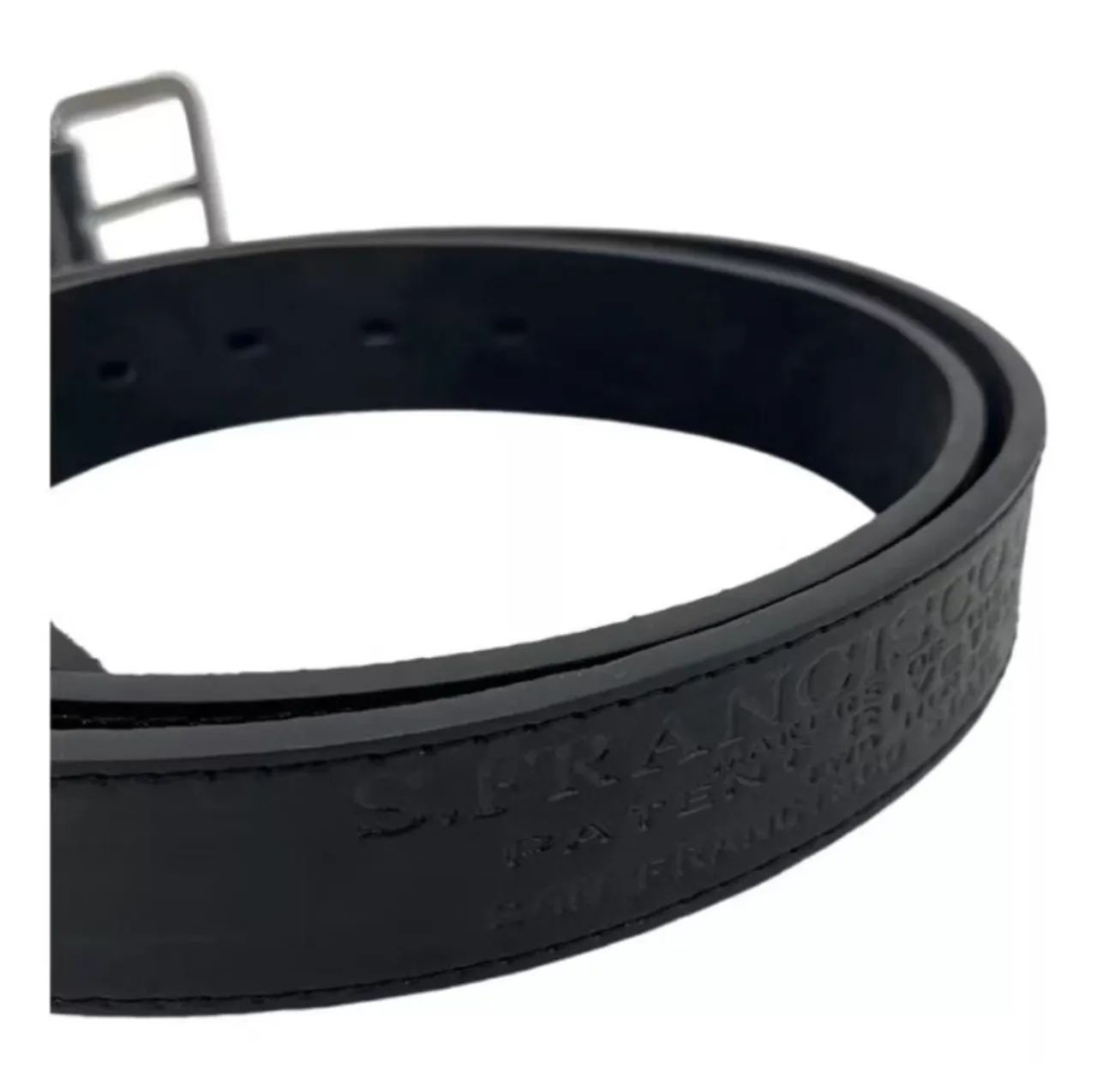 Cinto de Couro sintético Masculino Preto com Fivela - Foto 2