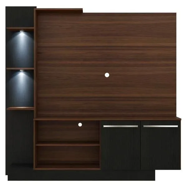Painel para TV com iluminação e nichos