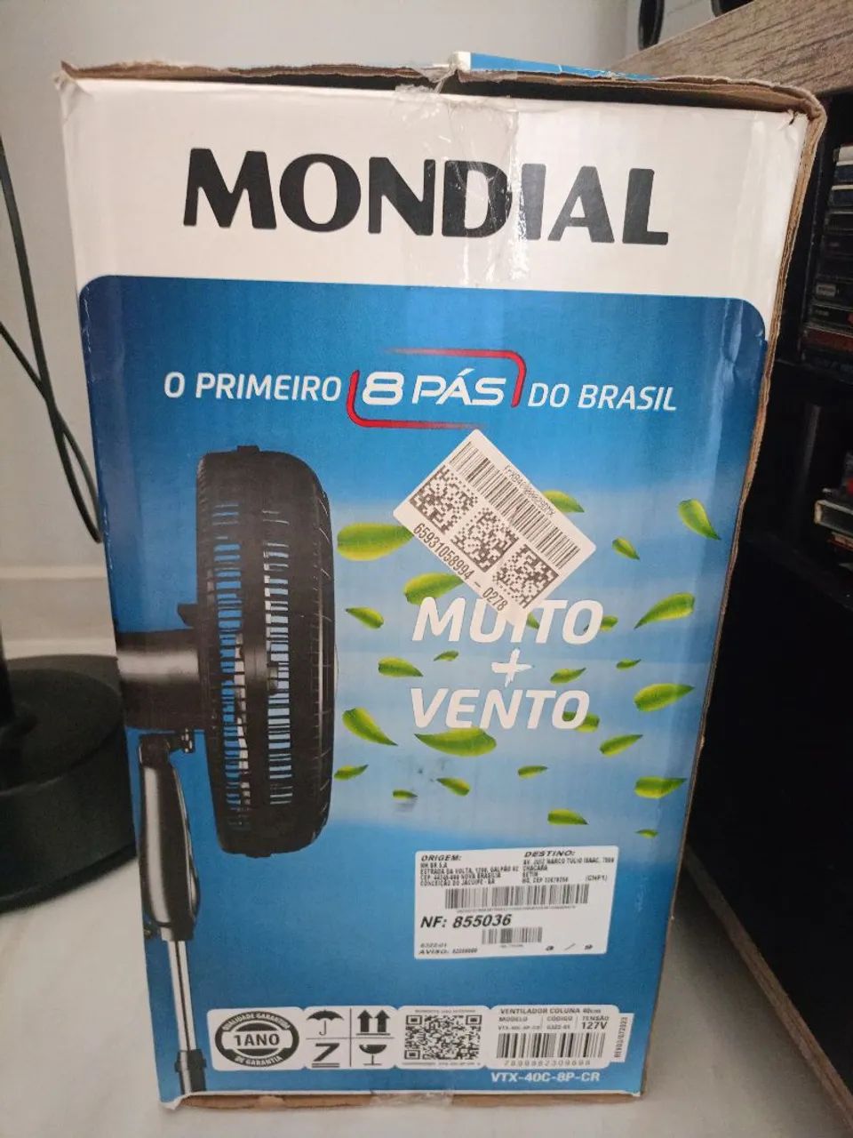 Ventilador de Coluna Mondial VTX-40C-40cm - 3 Velocidades Controle Remoto - Novo na CX  CX - Foto 3
