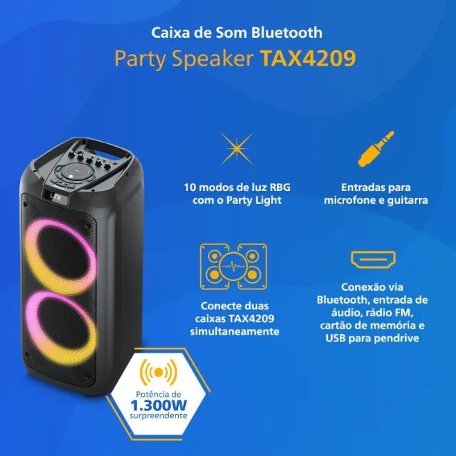 Party Speaker Philips bluetooth com luzes de led - Foto 2