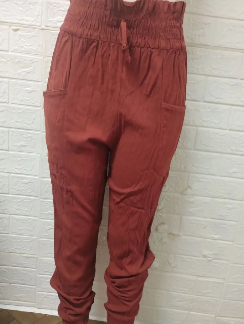 Calça de tecido leve Terracota - Foto 2