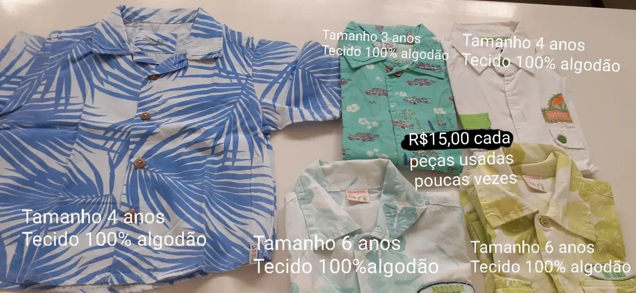 Camisas infantis - R$15,00 cada