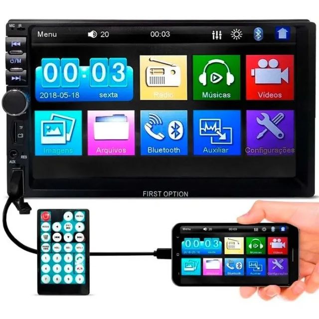 Central Multimídia Touch Screen com Bluetooth e Espelhamento do Celular