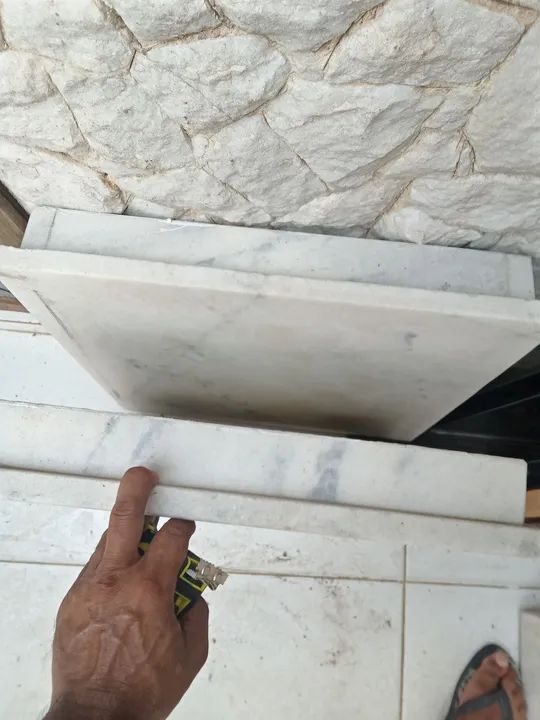 Par de pedra mesa de mármore branco, sem os pés - 2 peças - Foto 2