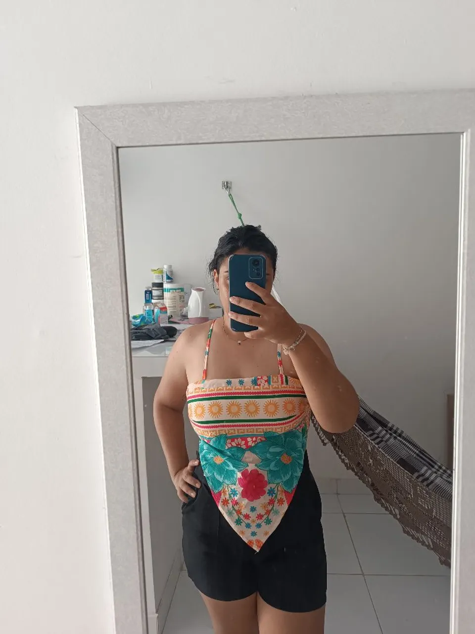 Top colorido estampado