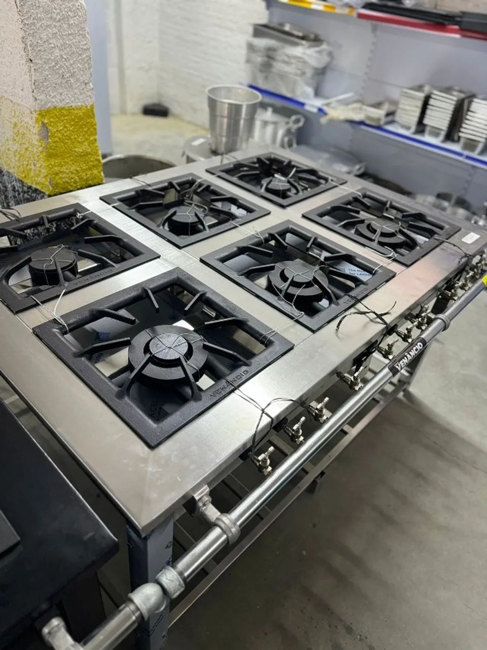 Fogao 6 bocas baixa pressao 40x40 perfil 10 inox