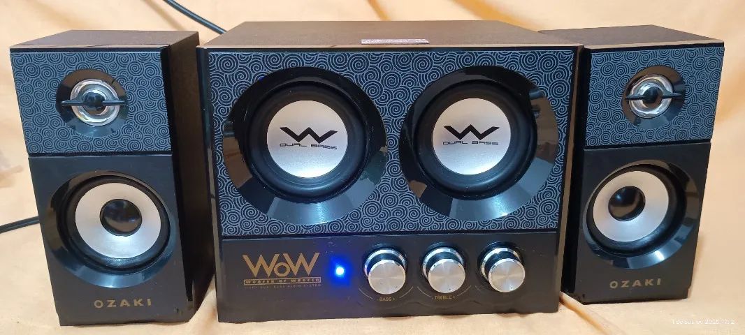Caixa de Som Ozaki Wooden Subwoofer (25W RMS) Dual Bass 2.2 CH, Potência de saída do woofe