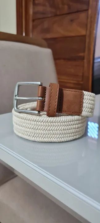 Cinto social sport estilo tresse trançado com couro Masculino Novo