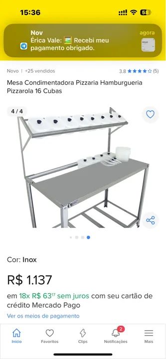 Mesa inox com condimentadoras - Foto 2