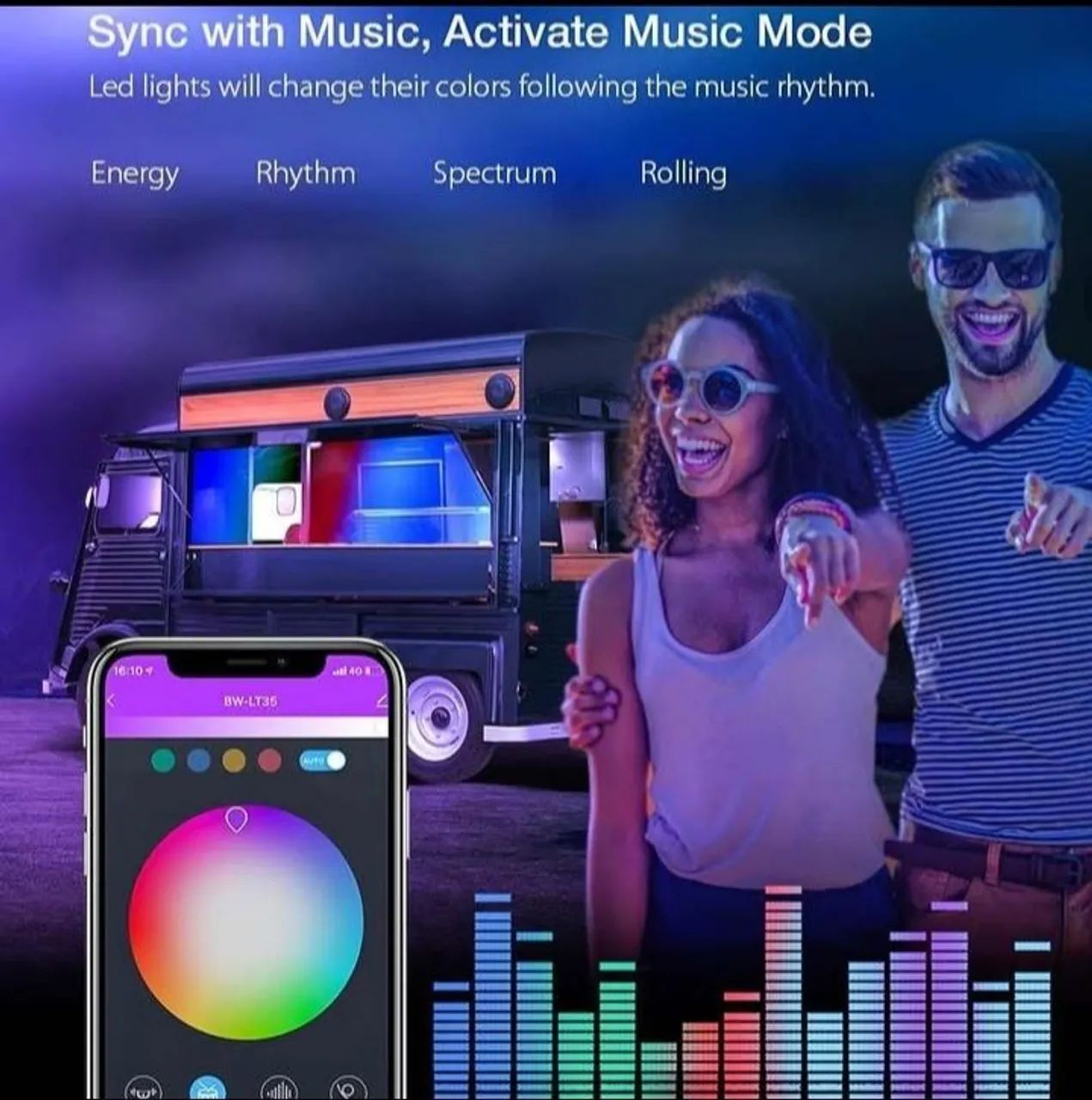 KIT LED AUTOMOTIVO RGBIC BLUETOOTH IMPORTADO, MARCA BLITZWOLF - Foto 5