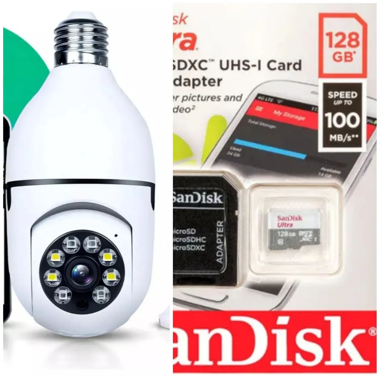 Câmera de segurança wifi, kit câmera+cartão de memória 128gb - App Yoosee