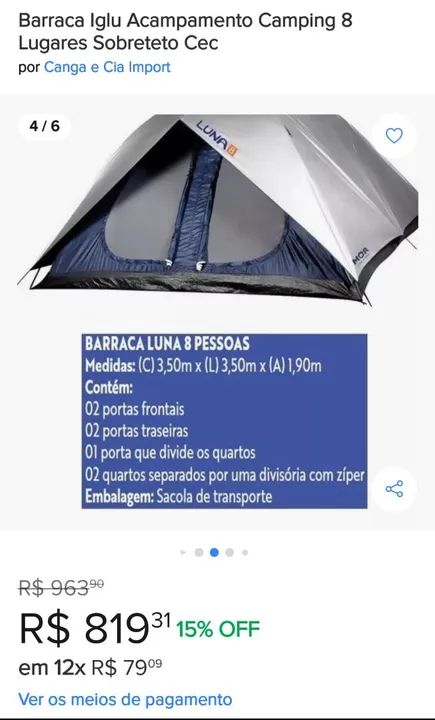 Barraca Mor de camping 8 pessoas - Foto 2