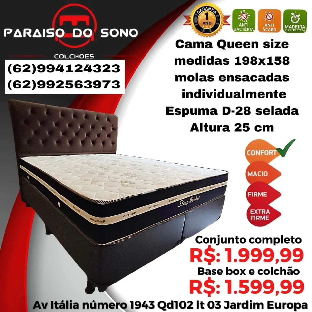Cama Queen Ortocrin  Novo