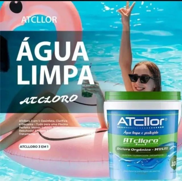 PROMOÇÃO - Limpa Piscina Atclloro 3 em 1 Multiação e Dicloro e Aglicida Atcllor - Foto 4