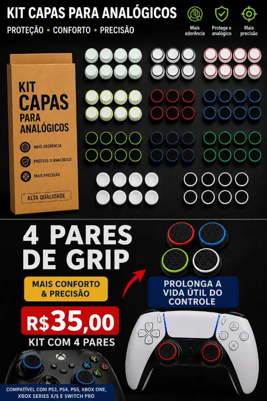 Kits de protetores do analógico PS4, PS5 Xbox 