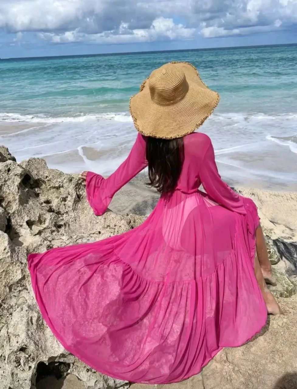 Saída de praia rosa elegance - Foto 3