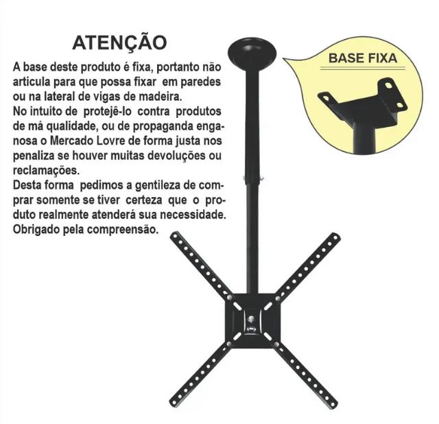Suporte De Teto Tv Articulado Technosat 10 A 65 polegadas Modelo 4600 - Foto 2