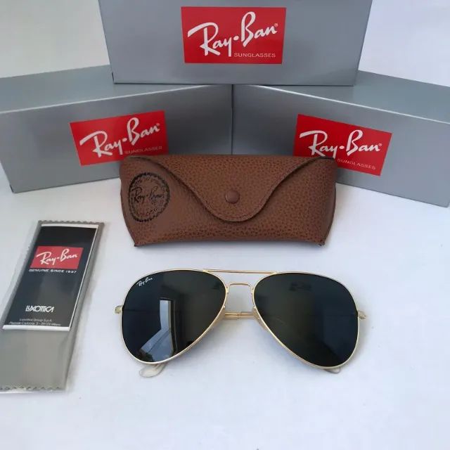 óculos de sol ray ban aviador  tradicional lentes de cristal - Foto 2