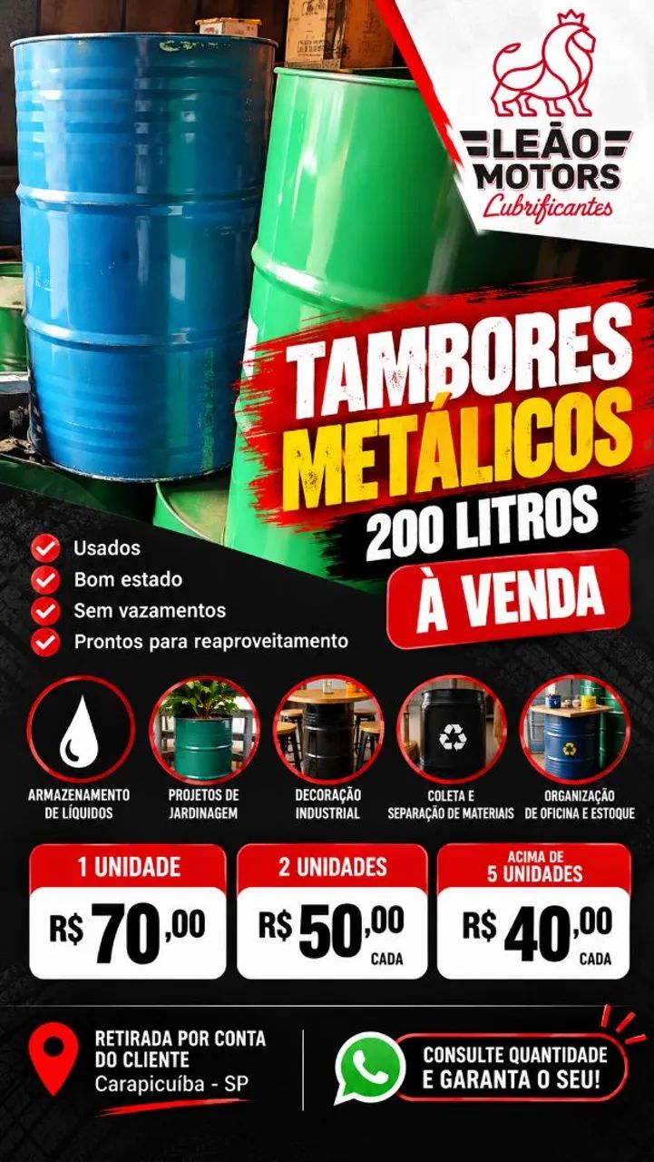 Tambor Metálico Usado com tampa