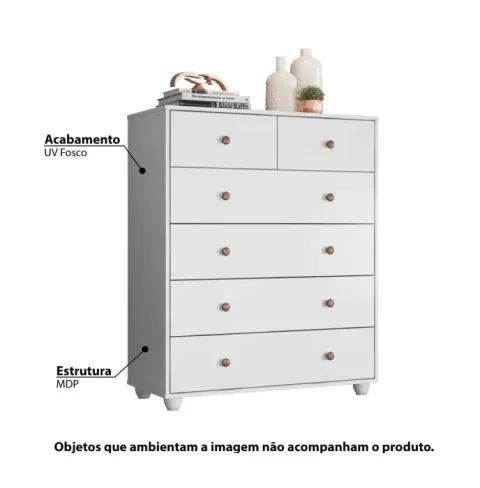 CÔMODA VITTORIA ALBATROZ BRANCO - COMPRE HOJE E RECEBA AMANHÃ - Foto 2