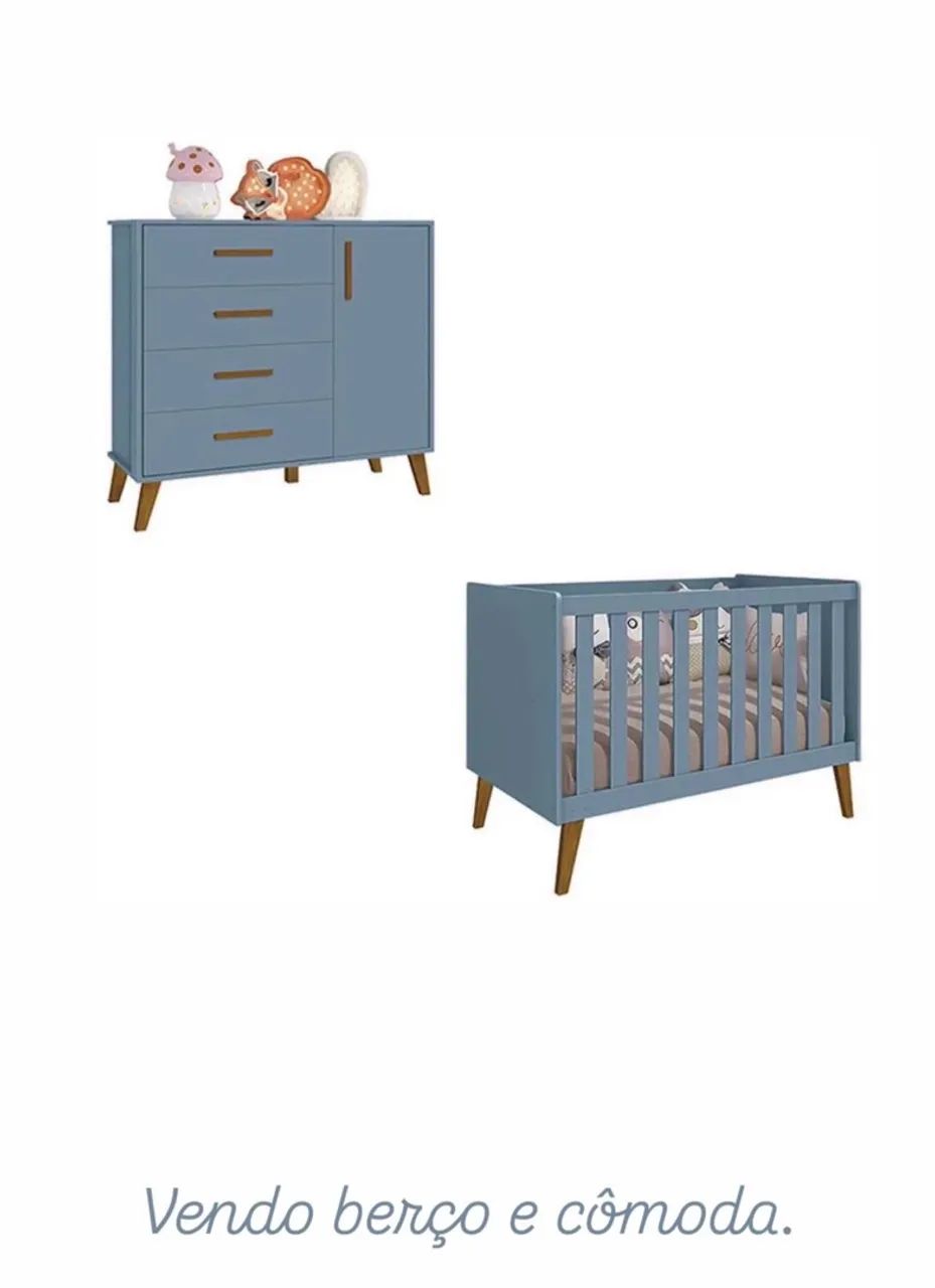 Berço e cômoda retrô 