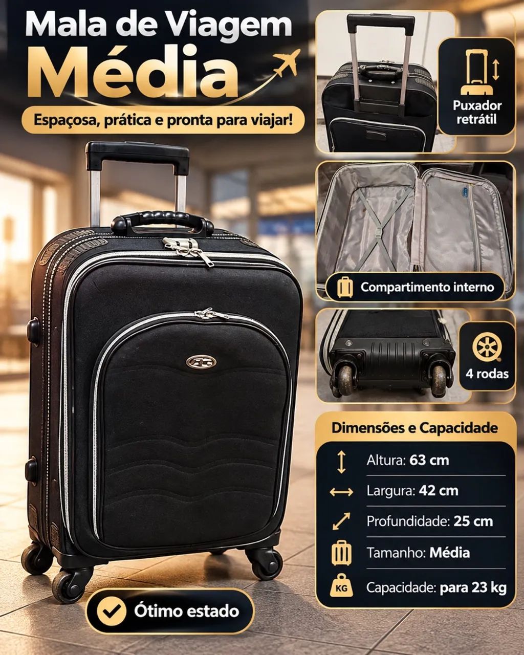 Mala de viagem média 